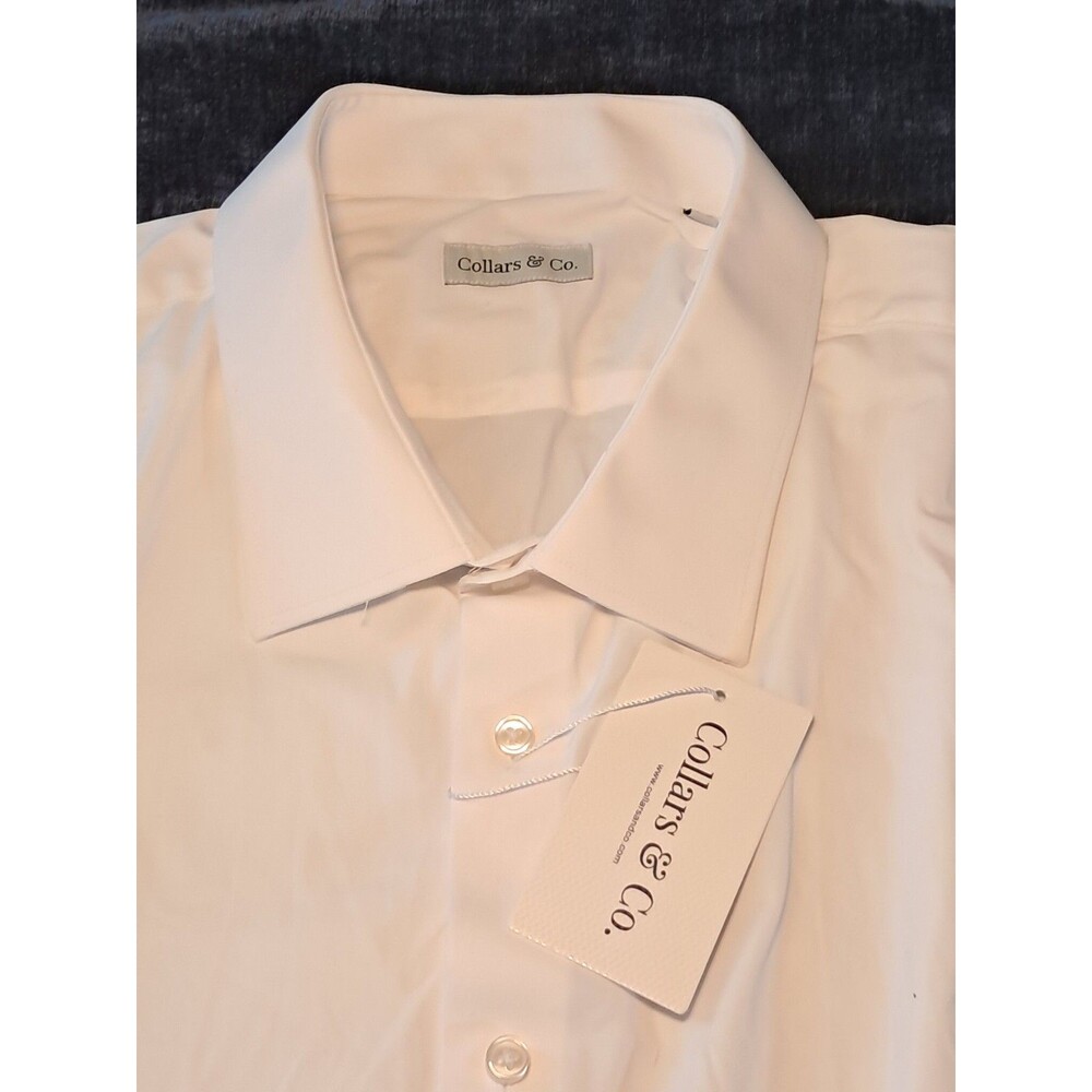 Collars & Co. Firm Dress Collar Long Sleeve Shirt Stretch Size 3XL White NWT